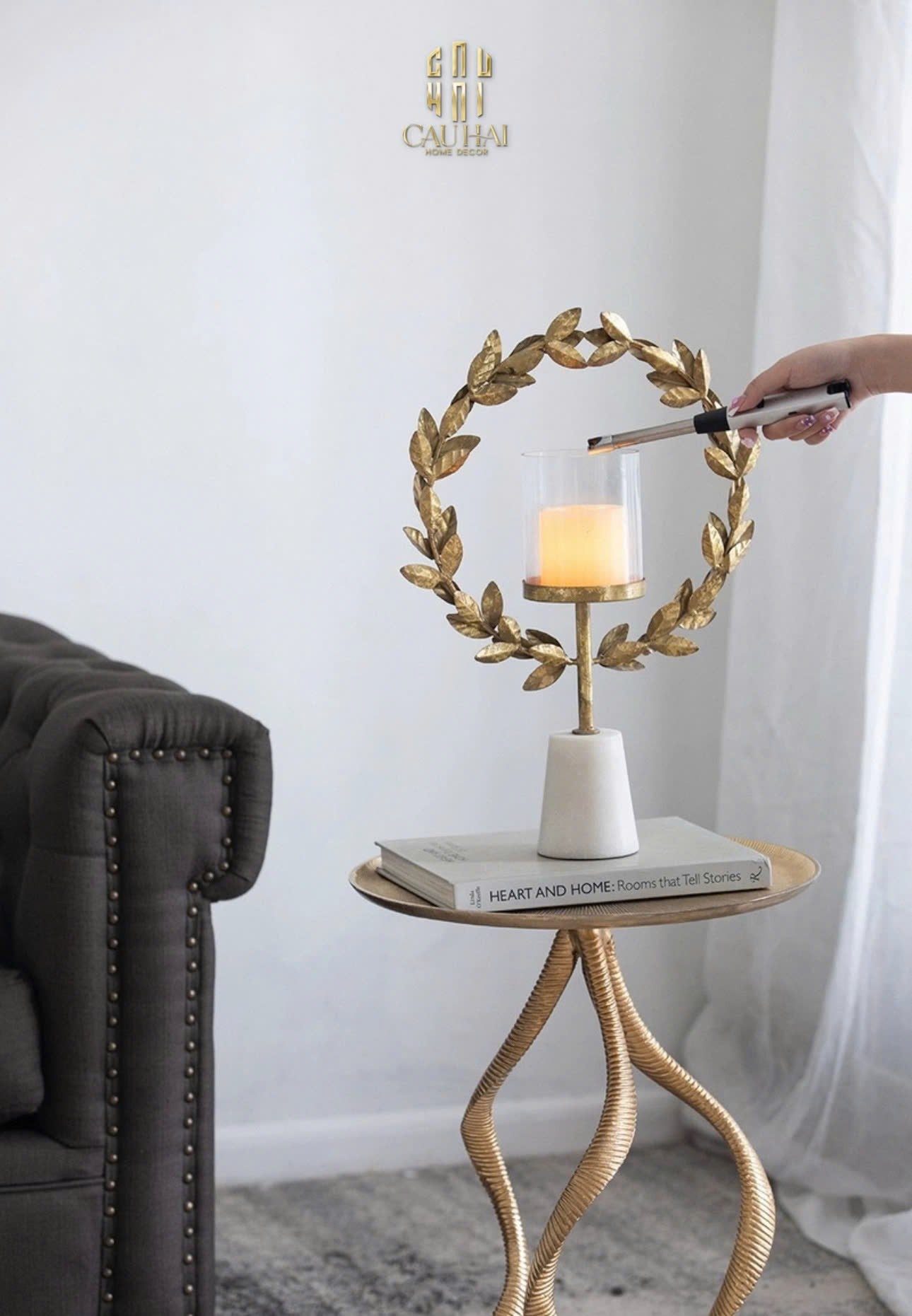 HOME COUTURE - ĐẾ NẾN LAUREL CANDLE HOLDER H45-CẬU HAI HOME DECOR