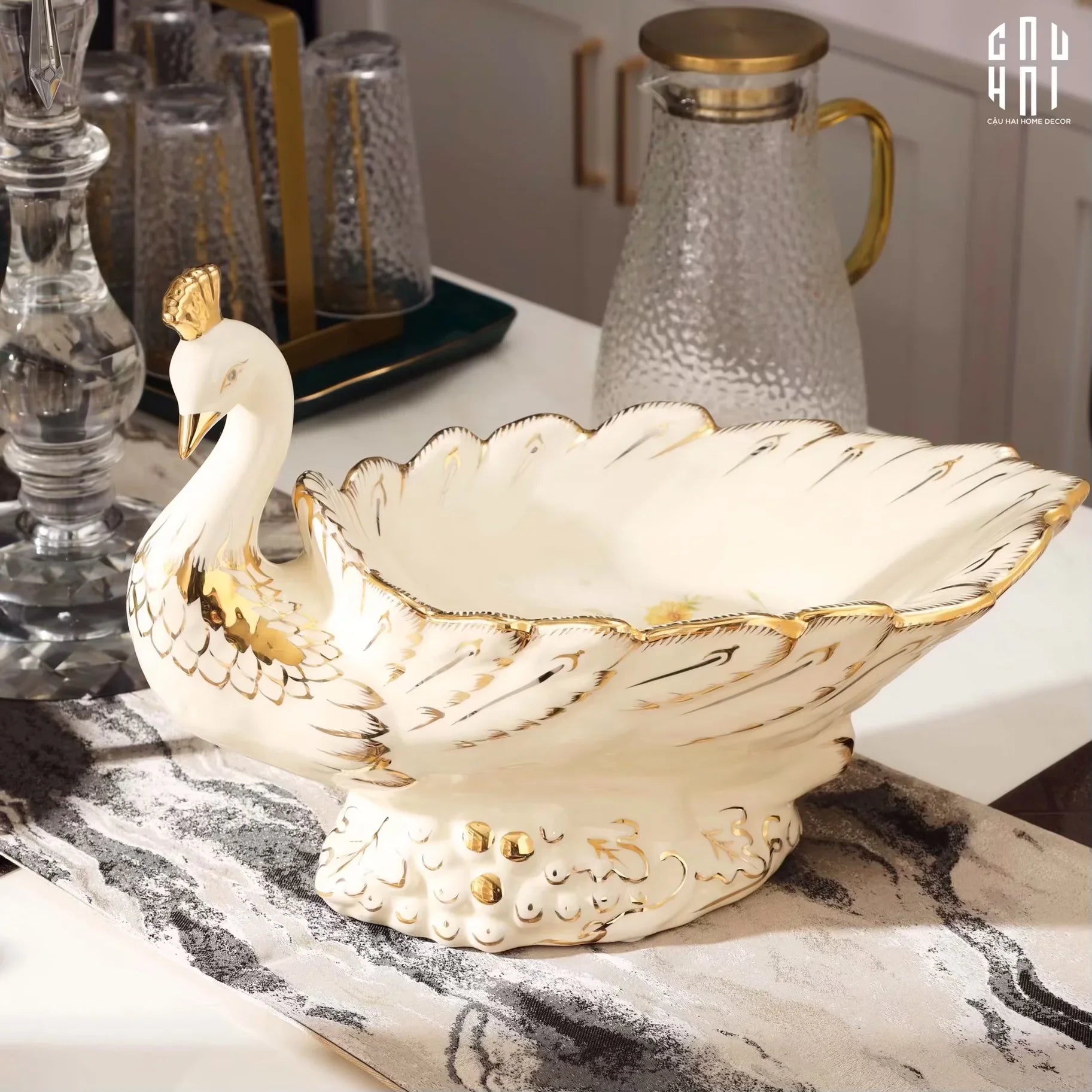 HOME COUTURE - ĐĨA TRÁI CÂY KHỔNG TƯỚC - LUXURY PORCELAIN DISK-CẬU HAI HOME DECOR