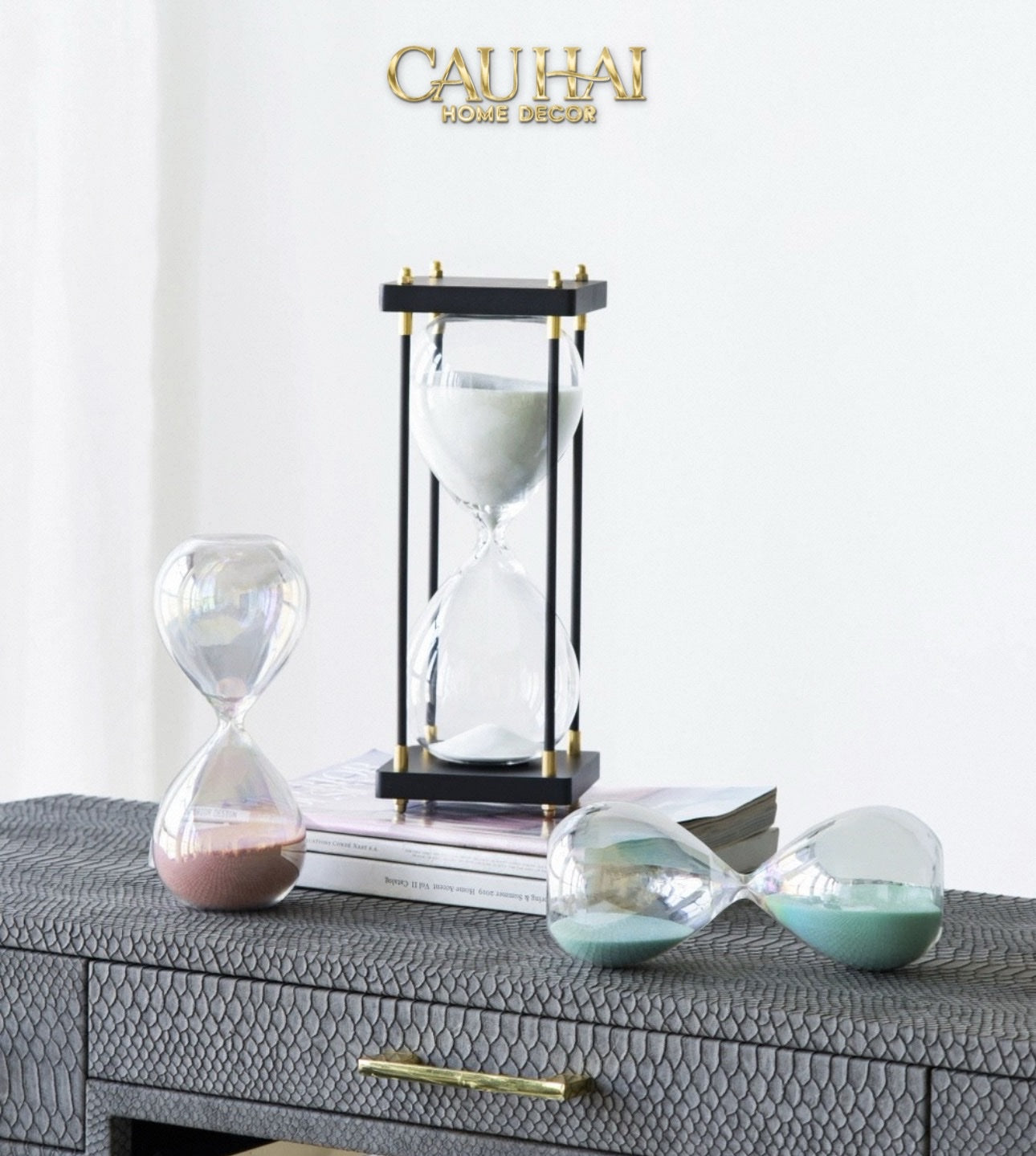 Home Couture - Đồng Hồ Cát Crystal Lumière Acry Charcoal 30Mins D25 - CẬU HAI HOME DECOR