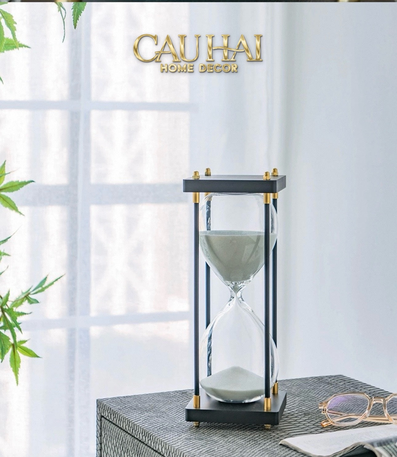 Home Couture - Đồng Hồ Cát Crystal Lumière Acry Charcoal 30Mins D25 - CẬU HAI HOME DECOR