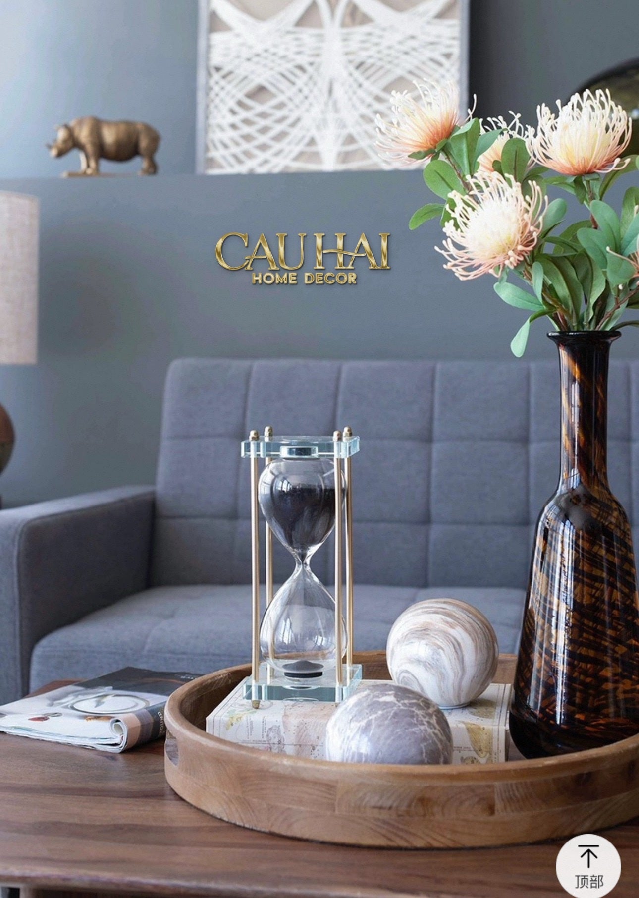 Home Couture - Đồng Hồ Cát Crystal Lumière Acry Charcoal 30Mins D25 - CẬU HAI HOME DECOR