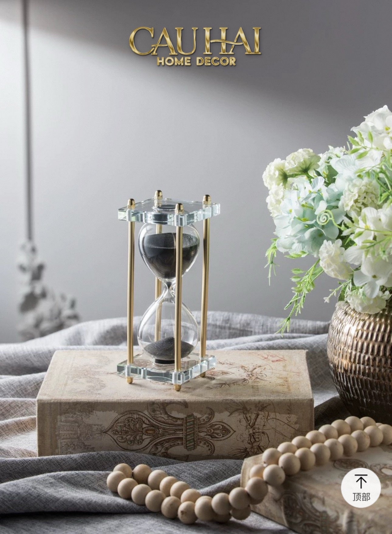 Home Couture - Đồng Hồ Cát Crystal Lumière Acry Charcoal 30Mins D25 - CẬU HAI HOME DECOR