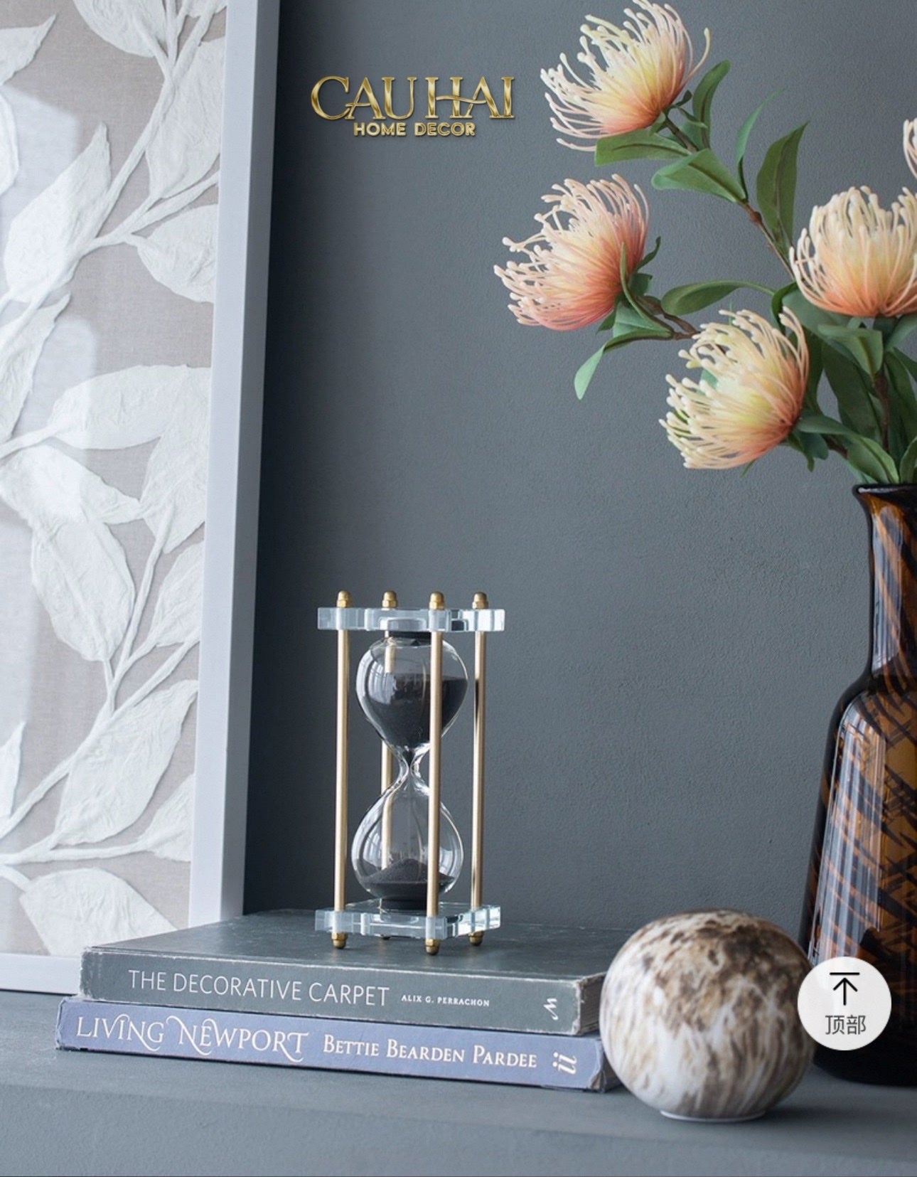 Home Couture - Đồng Hồ Cát Crystal Lumière Acry Charcoal 30Mins D25 - CẬU HAI HOME DECOR