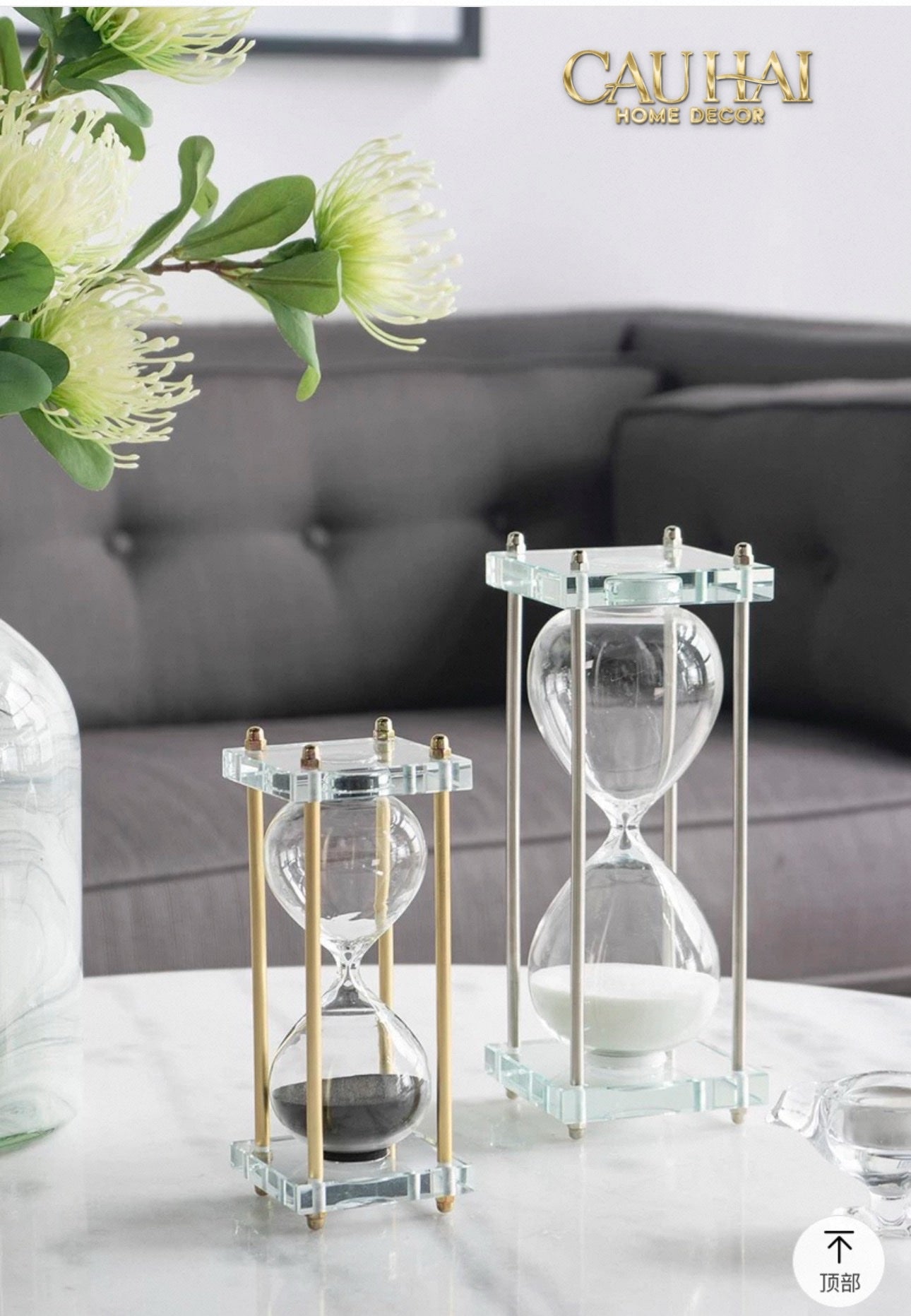 Home Couture - Đồng Hồ Cát Crystal Lumière Acry Charcoal 30Mins D25 - CẬU HAI HOME DECOR