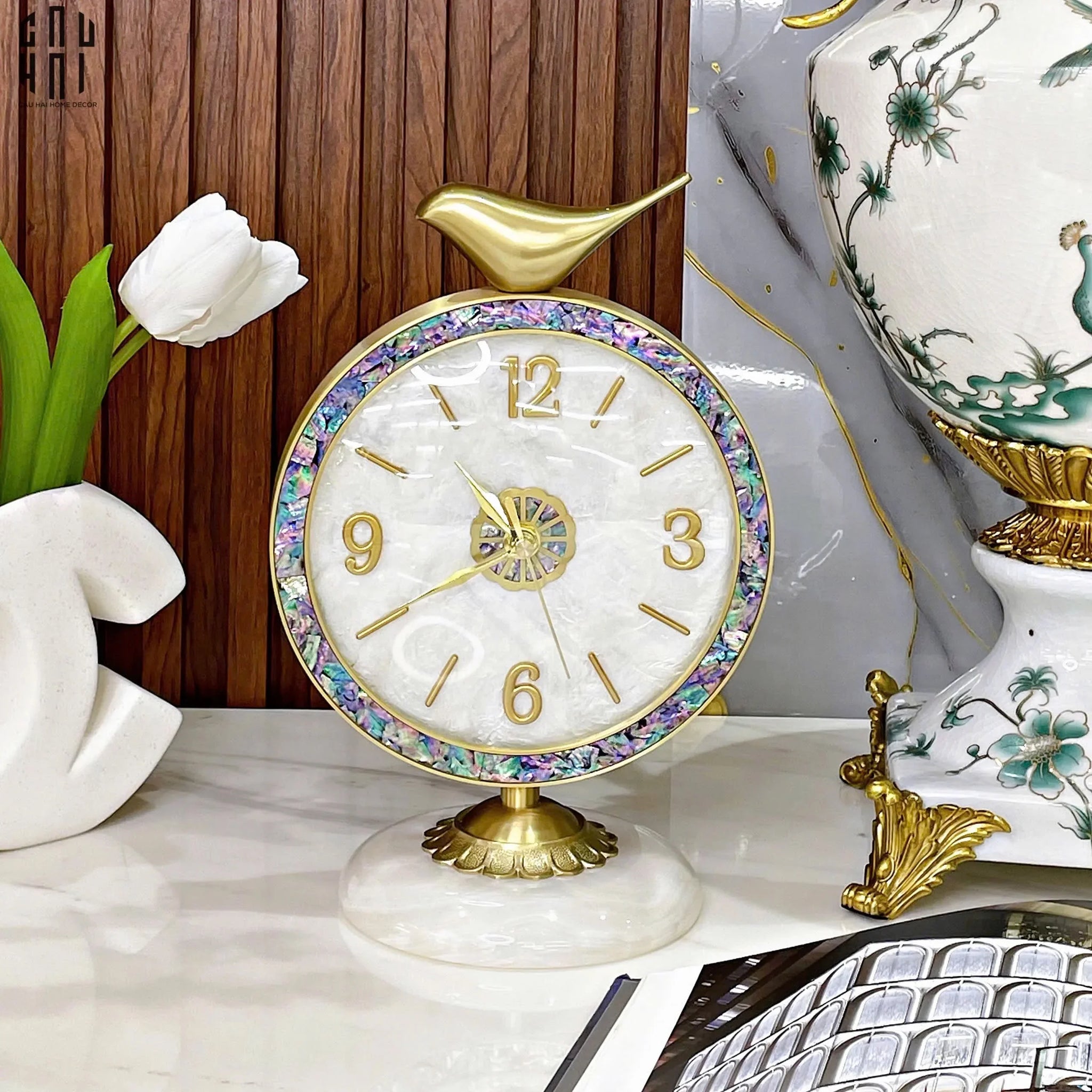 HOME COUTURE - ĐỒNG HỒ CỔ ĐIỂN - SAPPHIRE BLOOM LUXURY CLOCK-CẬU HAI HOME DECOR