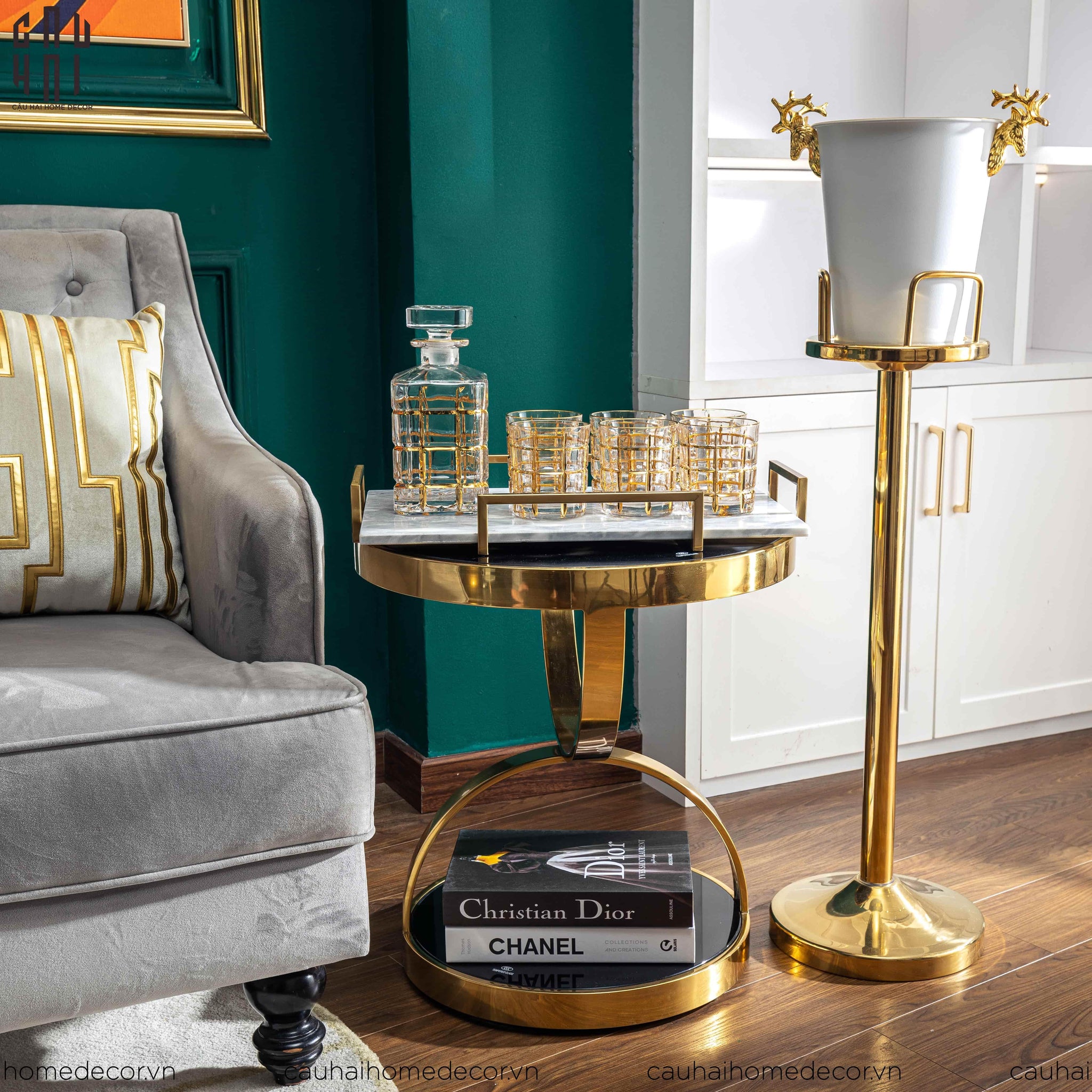 HOME COUTURE - GOLDEN ELK ICE BUCKET WHITE 5L SS25-CẬU HAI HOME DECOR