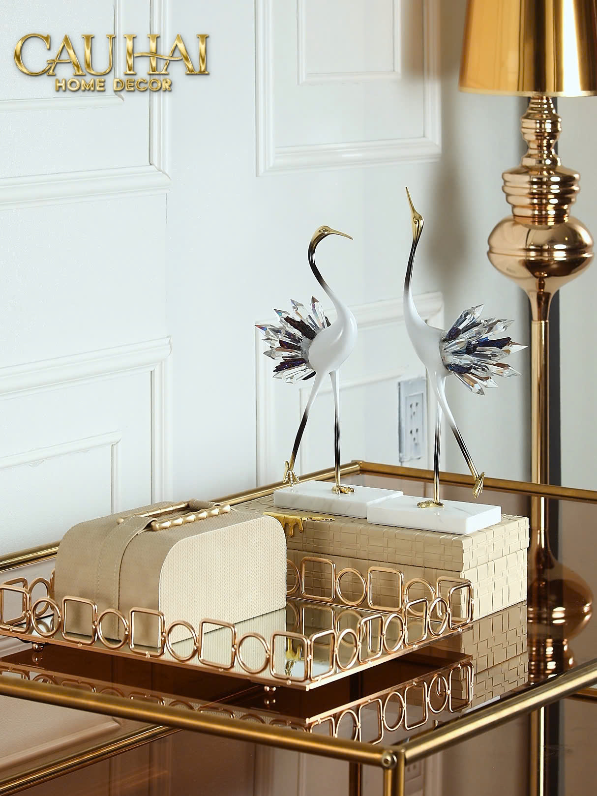 Home Couture - Hộp Khăn Giấy Gỗ Sồi Bamboo Saddles - Savoir / Ivoire - CẬU HAI HOME DECOR