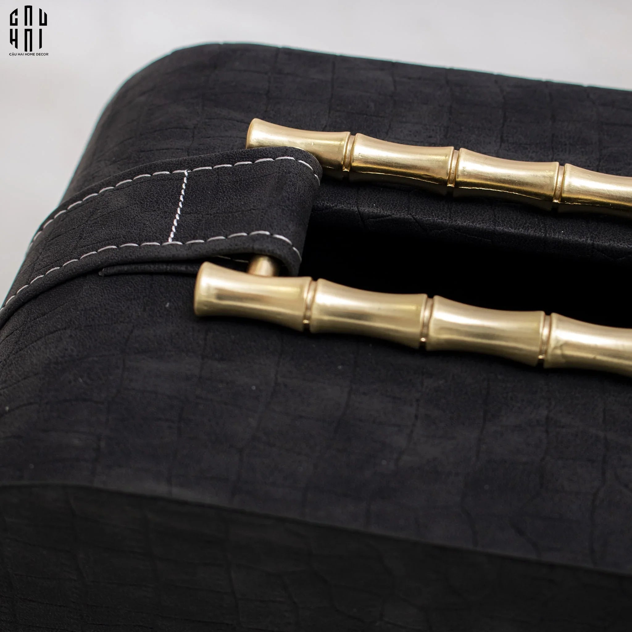 Home Couture - Hộp Khăn Giấy Gỗ Sồi Bamboo Saddles - Savoir / Ivoire - CẬU HAI HOME DECOR