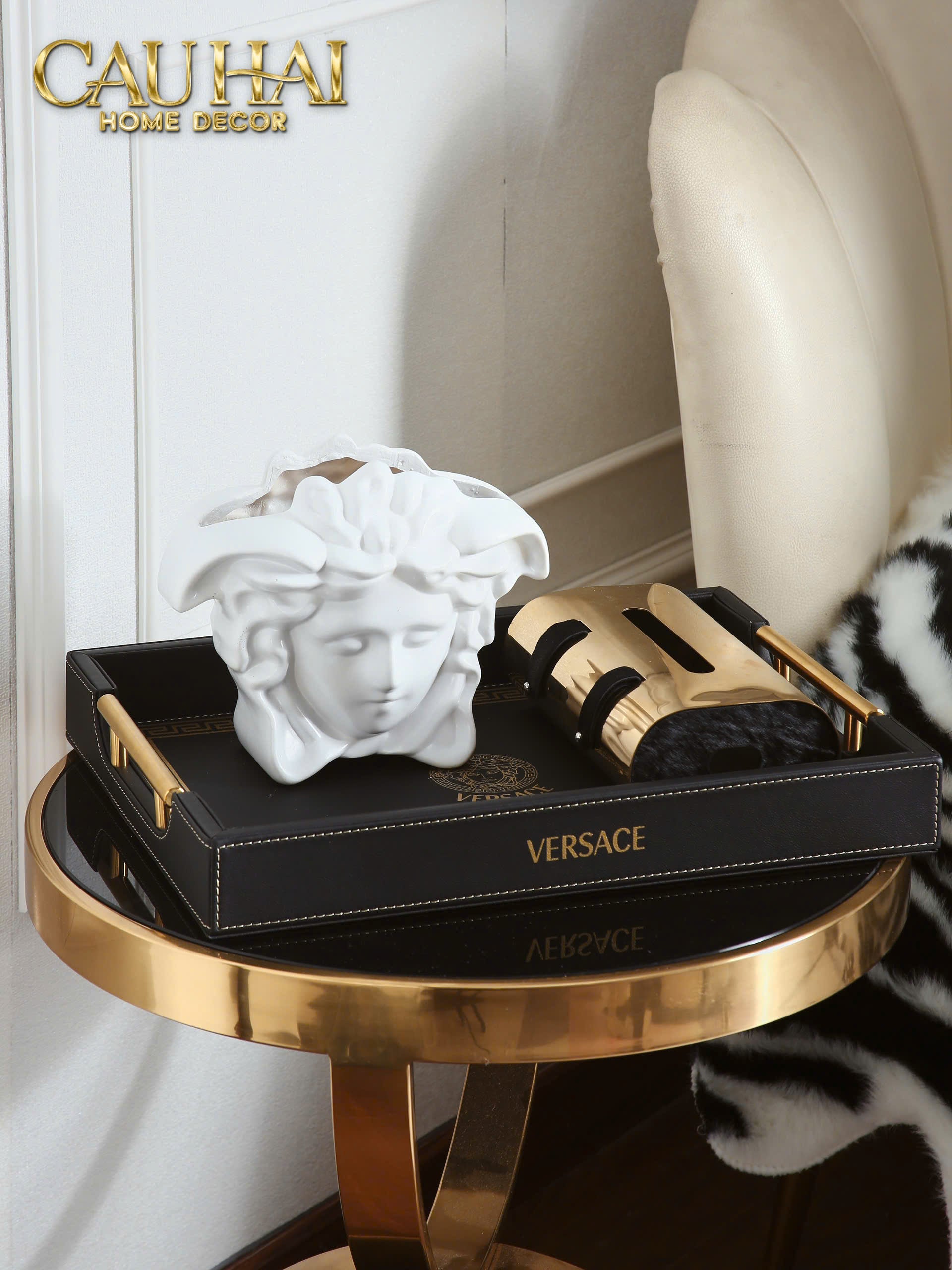 Home Couture - Hộp Khăn Giấy Metalic Lux Fur Savoir Lumiere - CẬU HAI HOME DECOR