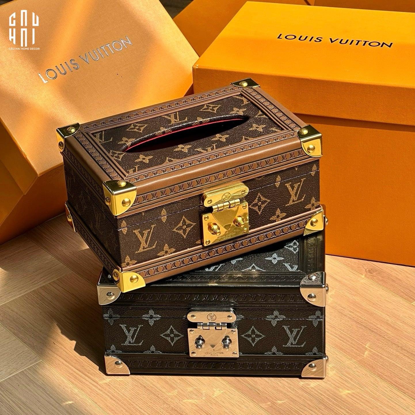 HOME COUTURE - HỘP KHĂN GIẤY VALI LOUIS TRUNK MONOGRAM - TABAC FULL BOX-CẬU HAI HOME DECOR