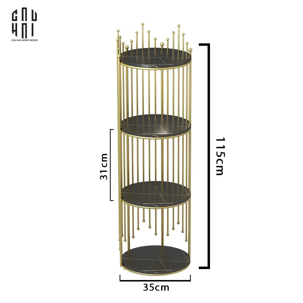 HOME COUTURE - KỆ 4 TẦNG COLLIN BLACK MARBLE STONE SS25-CẬU HAI HOME DECOR