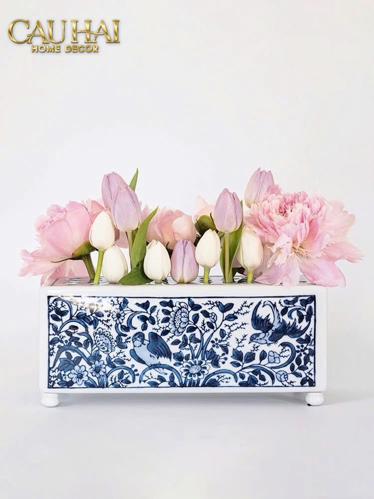 HOME COUTURE - KHAY CẮM HOA SPRING BLOOM - INDOCHINE PORCELAIN TRAY-CẬU HAI HOME DECOR