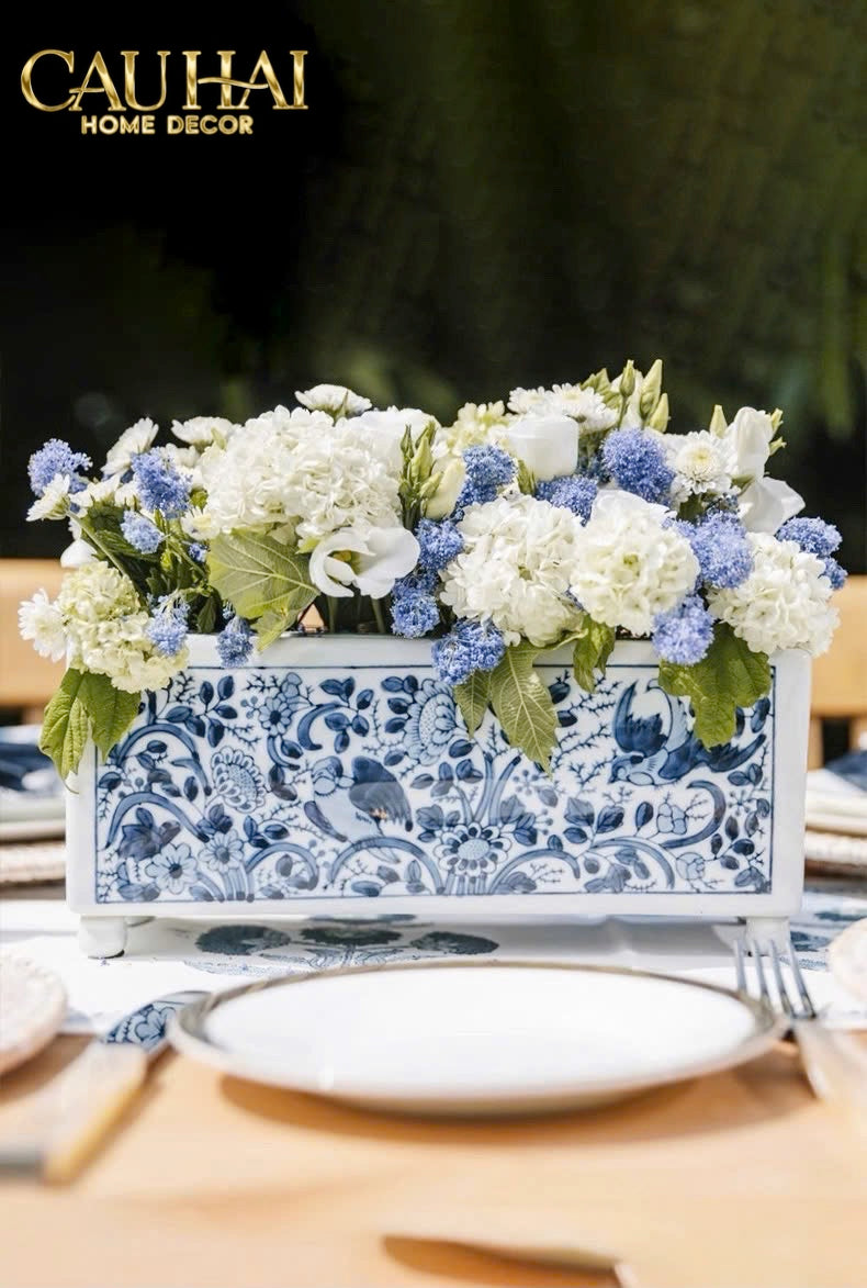 HOME COUTURE - KHAY CẮM HOA SPRING BLOOM - INDOCHINE PORCELAIN TRAY-CẬU HAI HOME DECOR