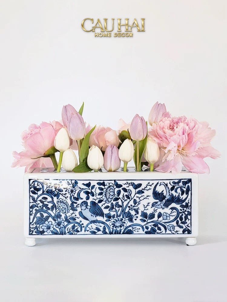 HOME COUTURE - KHAY CẮM HOA SPRING BLOOM - INDOCHINE PORCELAIN TRAY-CẬU HAI HOME DECOR
