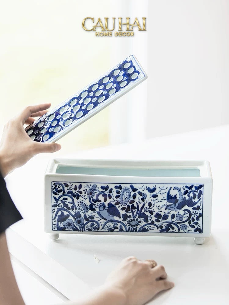 HOME COUTURE - KHAY CẮM HOA SPRING BLOOM - INDOCHINE PORCELAIN TRAY-CẬU HAI HOME DECOR