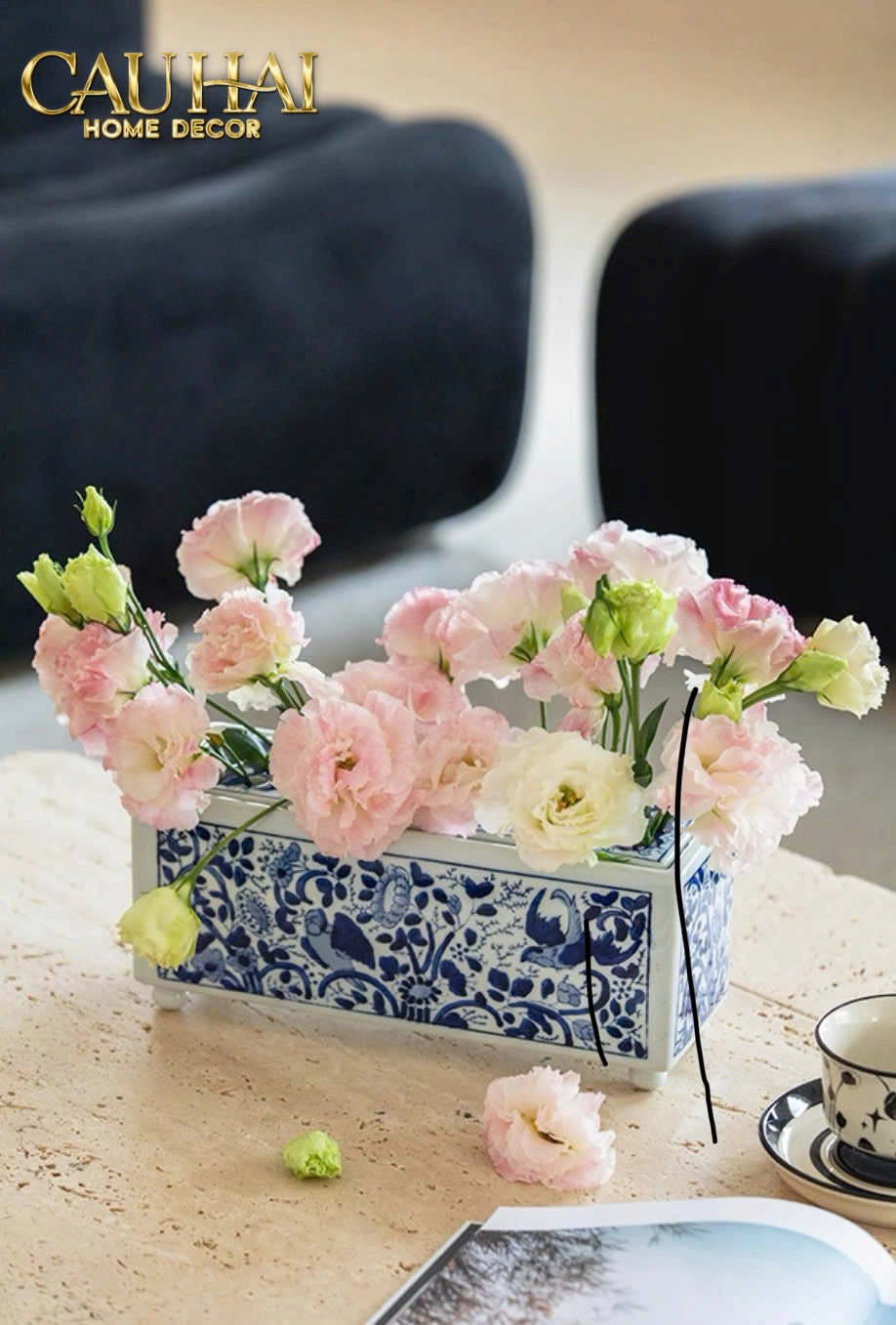 HOME COUTURE - KHAY CẮM HOA SPRING BLOOM - INDOCHINE PORCELAIN TRAY-CẬU HAI HOME DECOR