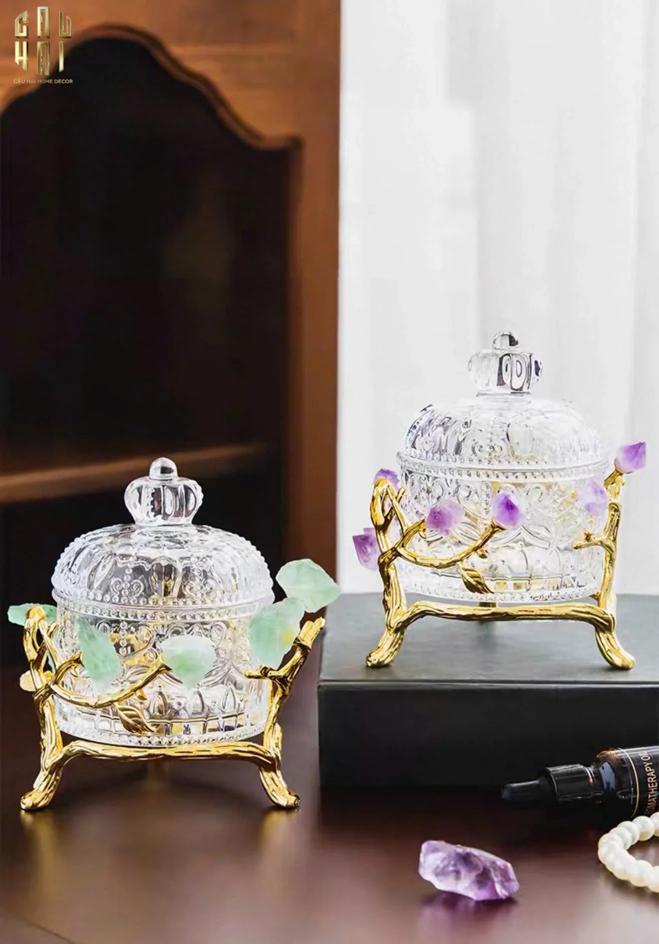 HOME COUTURE - LỌ PHA LÊ ĐÁ QUÝ JEWELRY DELIGHT - AMETHYST SS25-CẬU HAI HOME DECOR