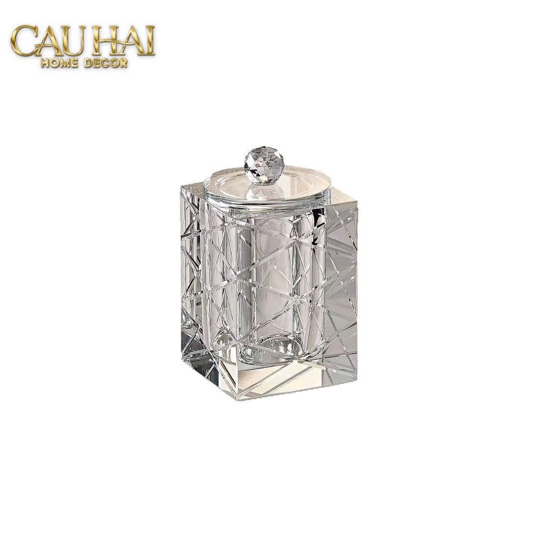 Home Couture - Lọ Tăm Bông Pha Lê Lumière Cannage Facetté Diamant Vanity - CẬU HAI HOME DECOR