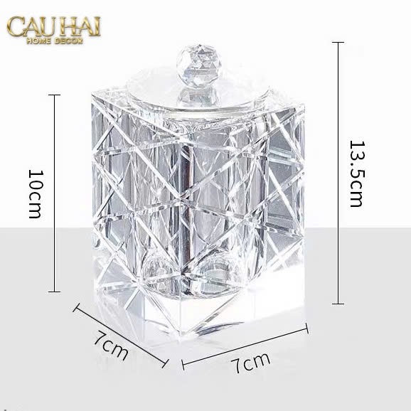 Home Couture - Lọ Tăm Bông Pha Lê Lumière Cannage Facetté Diamant Vanity - CẬU HAI HOME DECOR