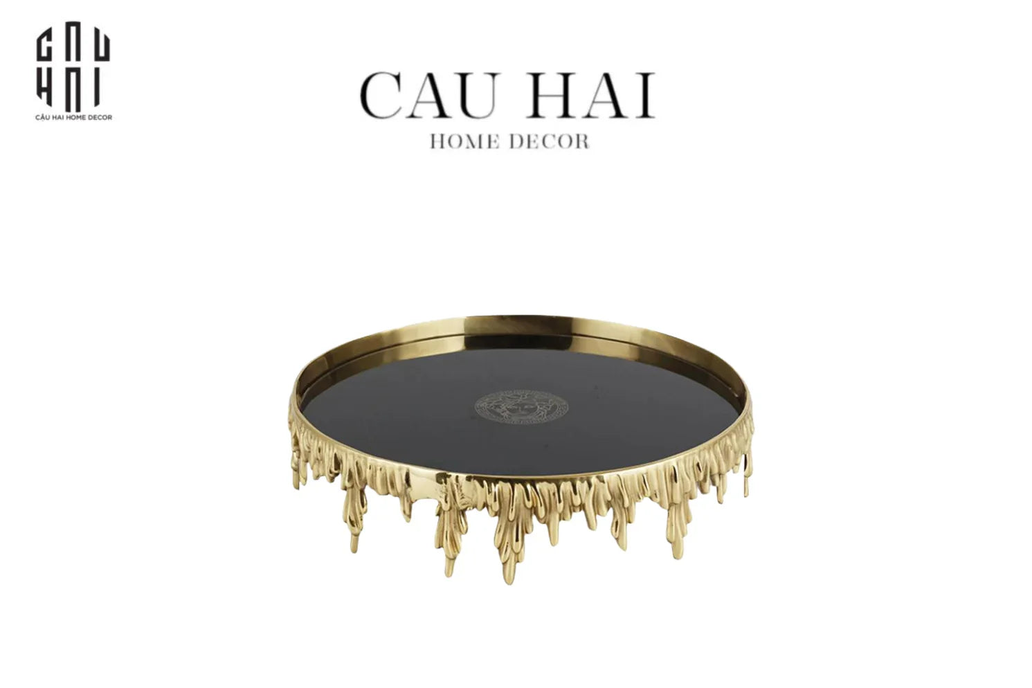 HOME COUTURE - MELTED GOLD TRAY - KHAY GƯƠNG ĐEN MEDUSA SS25-CẬU HAI HOME DECOR