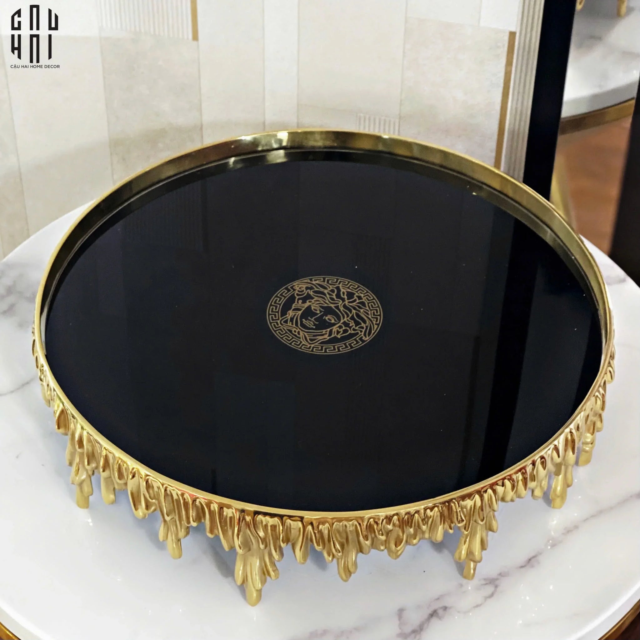 HOME COUTURE - MELTED GOLD TRAY - KHAY GƯƠNG ĐEN MEDUSA SS25-CẬU HAI HOME DECOR