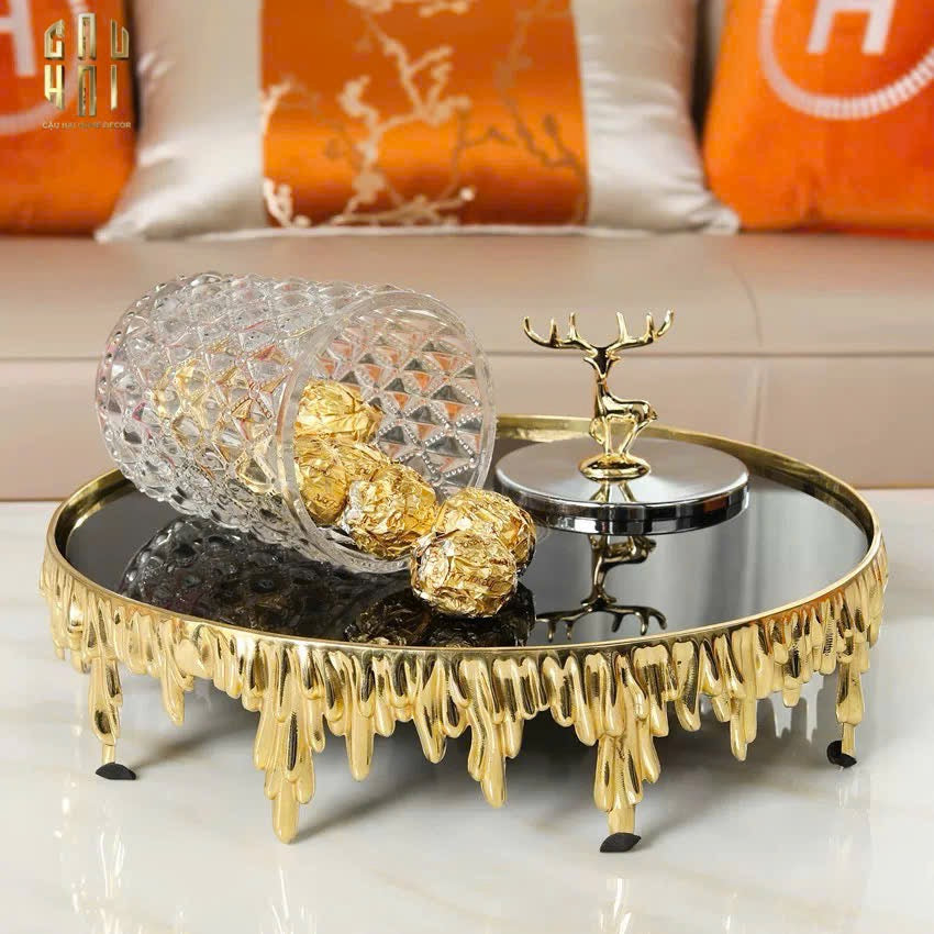 HOME COUTURE - MELTED GOLD TRAY - KHAY GƯƠNG ĐEN MEDUSA SS25-CẬU HAI HOME DECOR