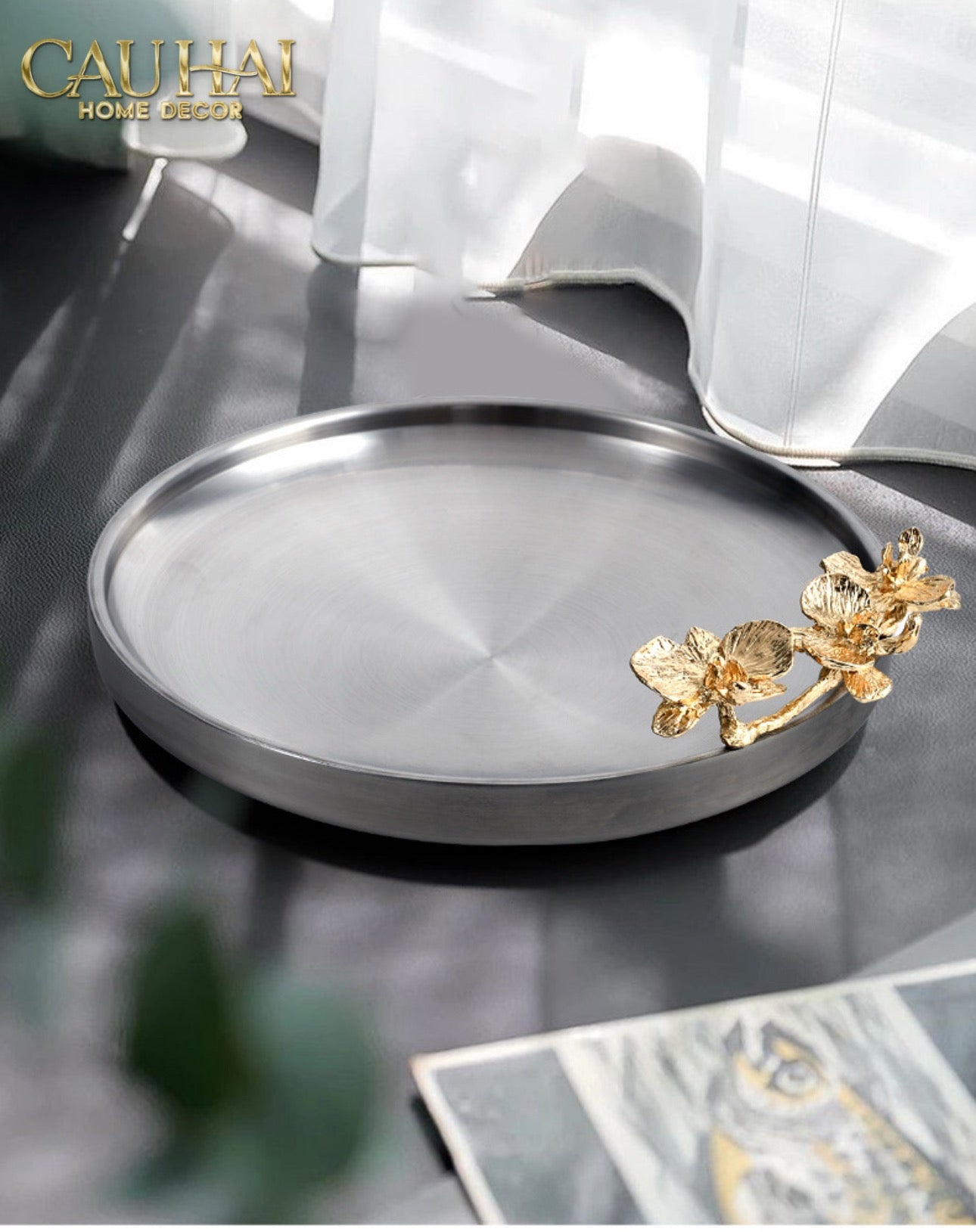 HOME COUTURE - MISTLETOE PLATINUM DISK D25-CẬU HAI HOME DECOR