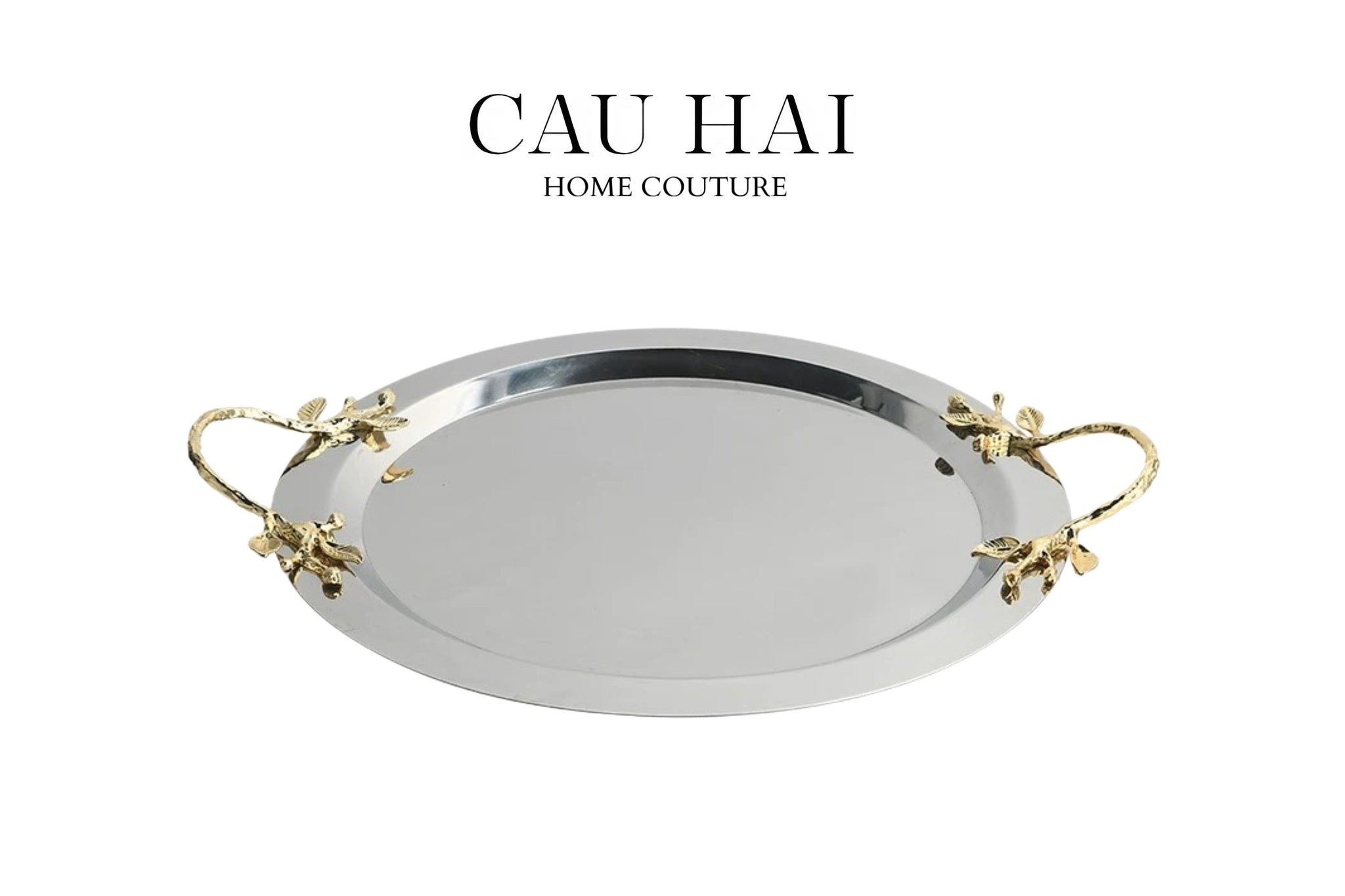 HOME COUTURE - MISTLETOE PLATINUM TRAY D49-CẬU HAI HOME DECOR