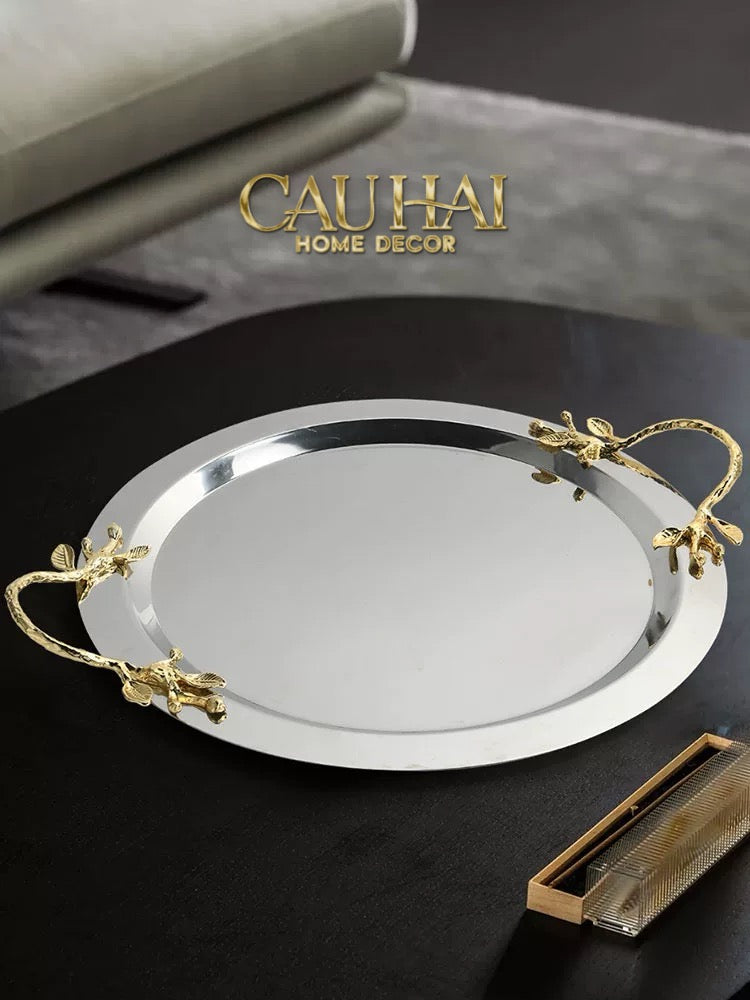 HOME COUTURE - MISTLETOE PLATINUM TRAY D49-CẬU HAI HOME DECOR