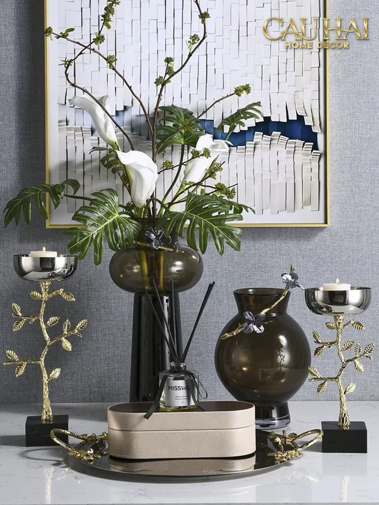 HOME COUTURE - MISTLETOE PLATINUM TRAY D49-CẬU HAI HOME DECOR