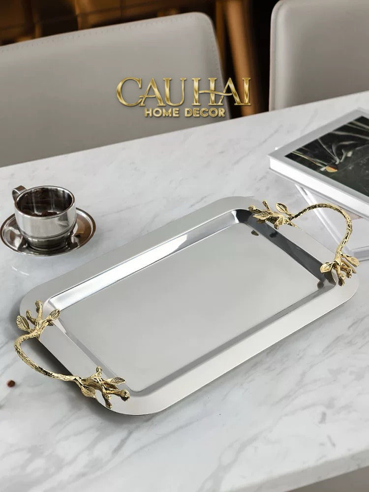 HOME COUTURE - MISTLETOE PLATINUM TRAY D49-CẬU HAI HOME DECOR