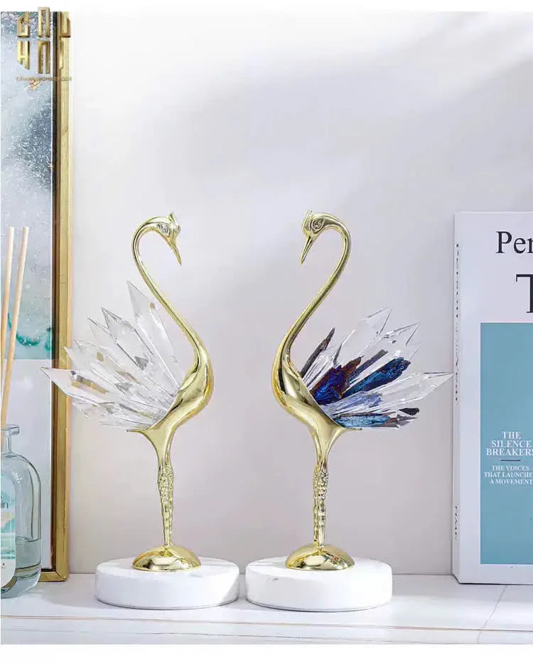 HOME COUTURE - SET 2 TƯỢNG ĐÀ ĐIỂU PHA LÊ - LES CRISTAUX OSTRICH-CẬU HAI HOME DECOR
