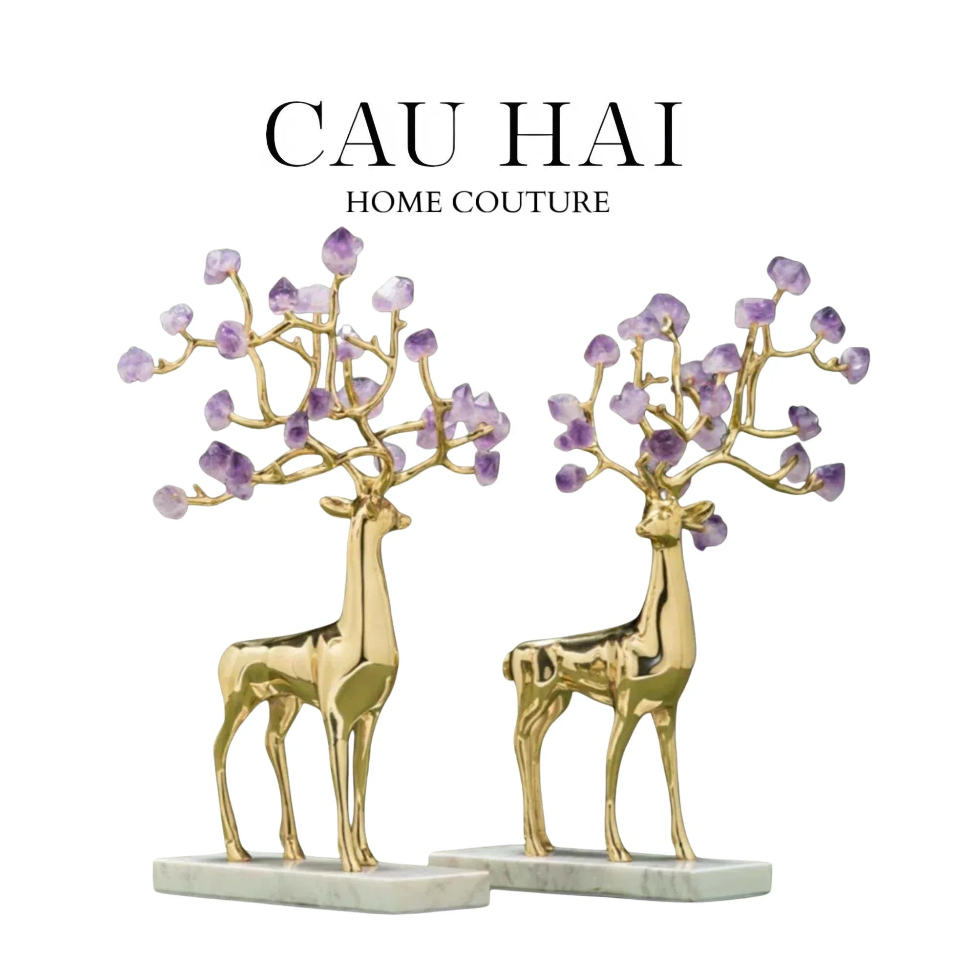 HOME COUTURE - SET 2 TƯỢNG HƯƠU ĐỒNG ESPRIT DE LA FORÊT-CẬU HAI HOME DECOR