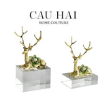 HOME COUTURE - SET 2 TƯỢNG HƯƠU ĐỒNG PHA LÊ - PEARL ELK H21/17-CẬU HAI HOME DECOR