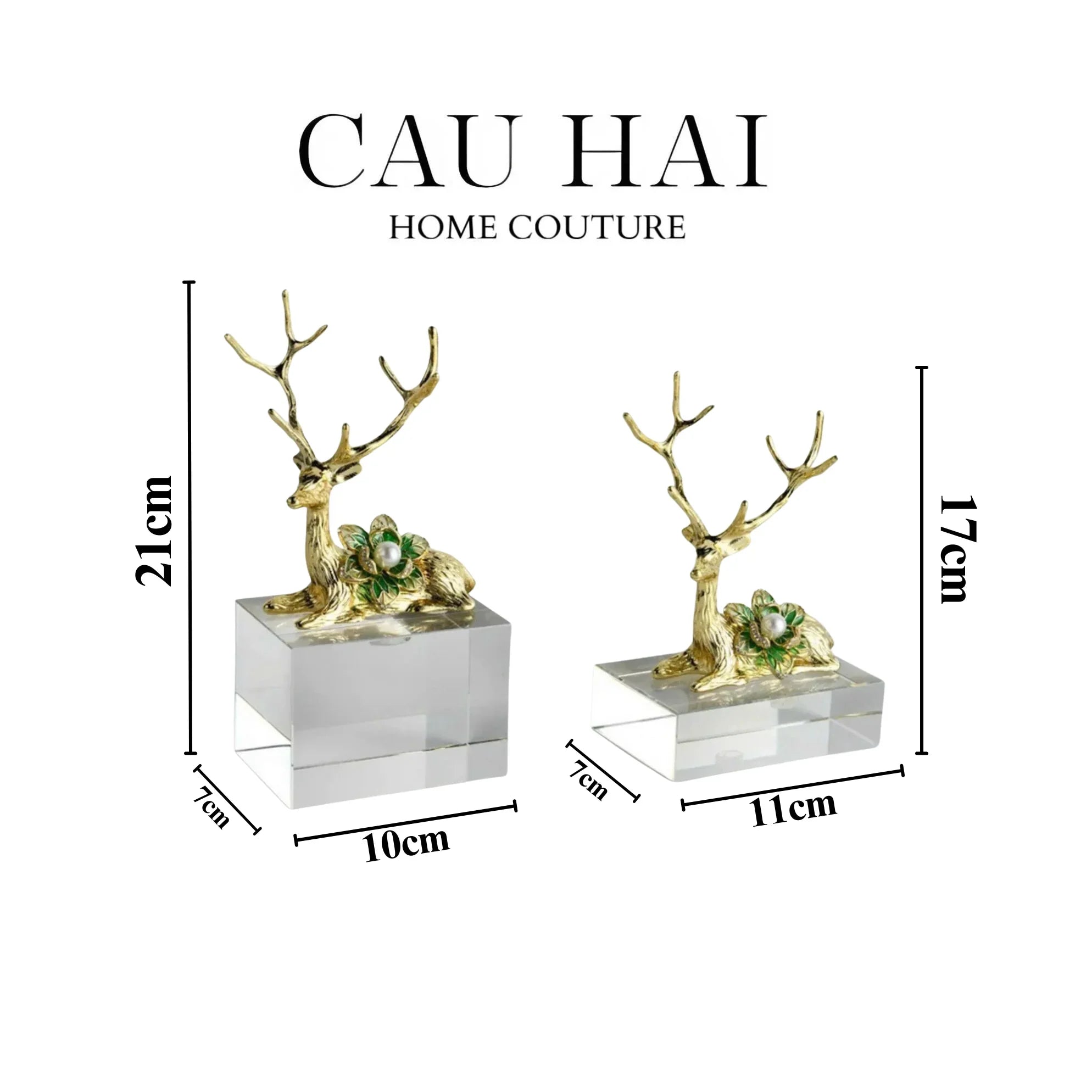 HOME COUTURE - SET 2 TƯỢNG HƯƠU ĐỒNG PHA LÊ - PEARL ELK H21/17-CẬU HAI HOME DECOR