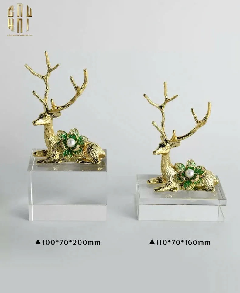 HOME COUTURE - SET 2 TƯỢNG HƯƠU ĐỒNG PHA LÊ - PEARL ELK H21/17-CẬU HAI HOME DECOR