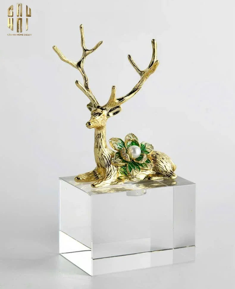 HOME COUTURE - SET 2 TƯỢNG HƯƠU ĐỒNG PHA LÊ - PEARL ELK H21/17-CẬU HAI HOME DECOR