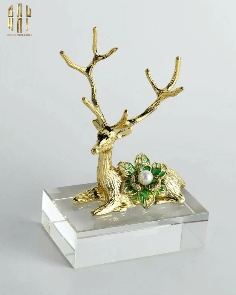 HOME COUTURE - SET 2 TƯỢNG HƯƠU ĐỒNG PHA LÊ - PEARL ELK H21/17-CẬU HAI HOME DECOR