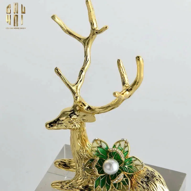 HOME COUTURE - SET 2 TƯỢNG HƯƠU ĐỒNG PHA LÊ - PEARL ELK H21/17-CẬU HAI HOME DECOR