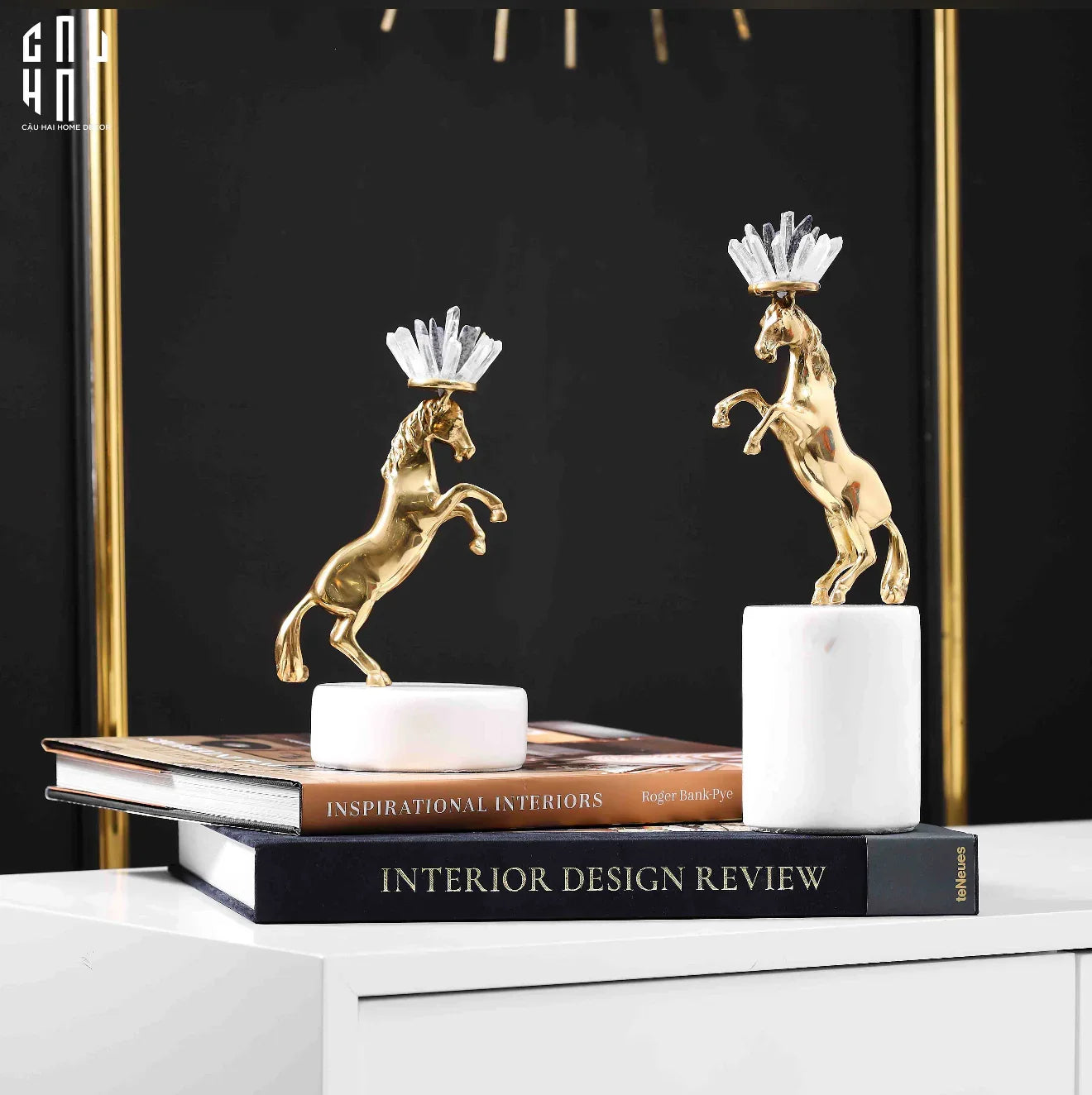 HOME COUTURE - SET 2 TƯỢNG NGỰA ROYAL HORSE BLUE QUARTZ-CẬU HAI HOME DECOR