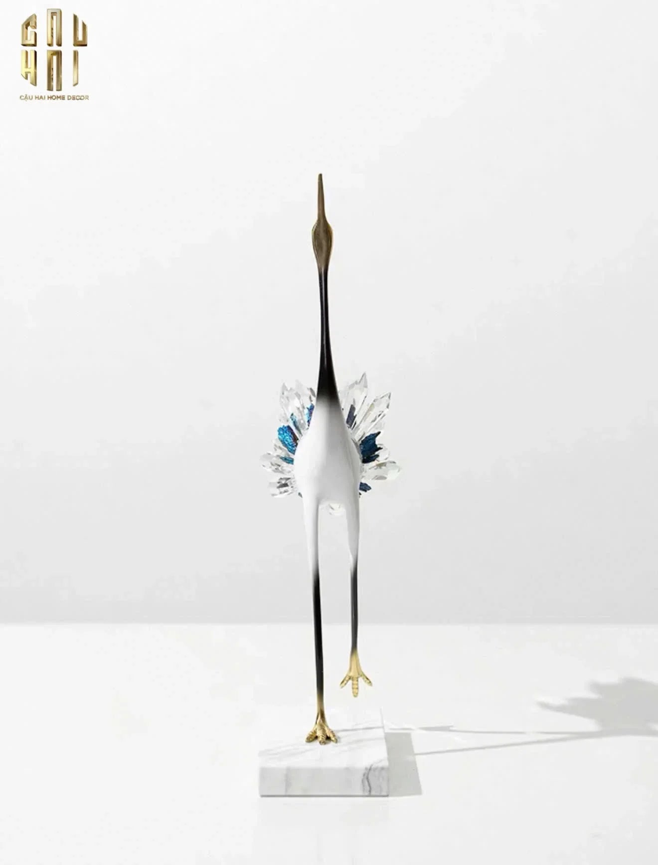 HOME COUTURE - SET 2 TƯỢNG TIÊN HẠC PHA LÊ - CELESTIAL CRYSTAL CRANES-CẬU HAI HOME DECOR