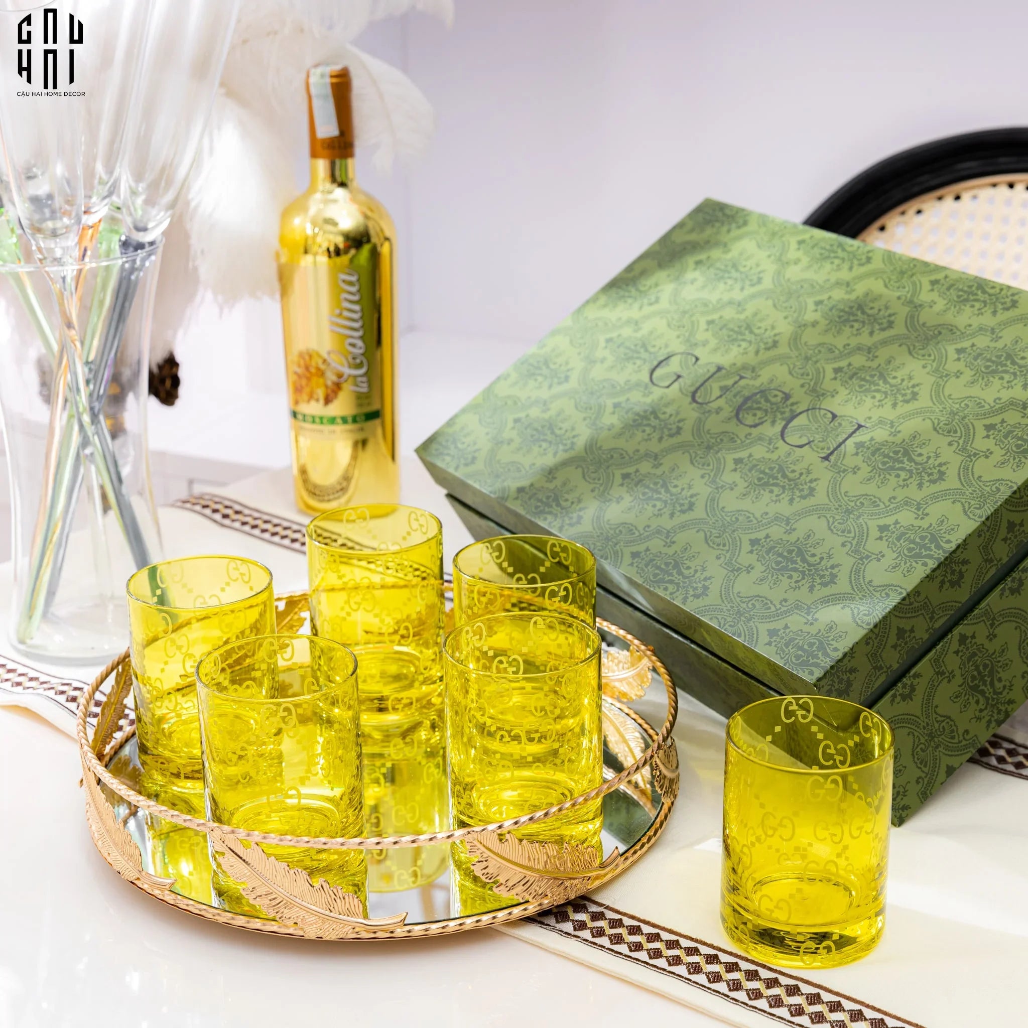 HOME COUTURE - SET 6 LY THUỶ TINH GG JUNGLE - FULL BOX SS25-CẬU HAI HOME DECOR