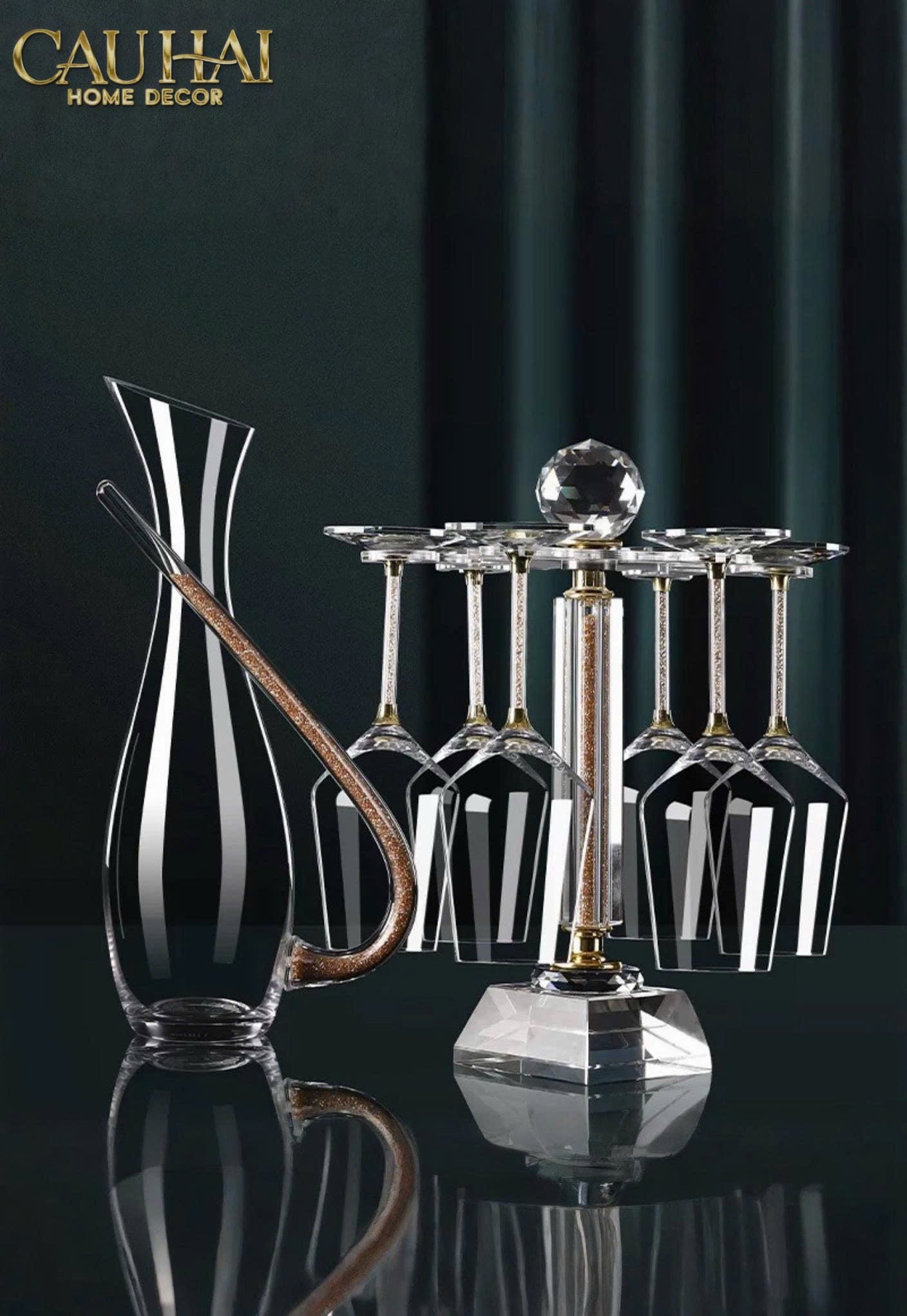 HOME COUTURE - SET BÌNH DECANTER RITZ - CARLTON LEATHER BOX 8 LY 430ML-CẬU HAI HOME DECOR