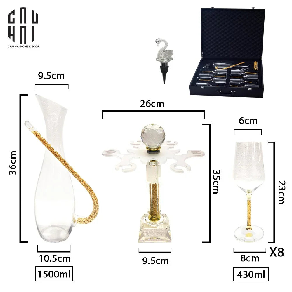 HOME COUTURE - SET BÌNH DECANTER RITZ - CARLTON LEATHER BOX 8 LY 430ML-CẬU HAI HOME DECOR