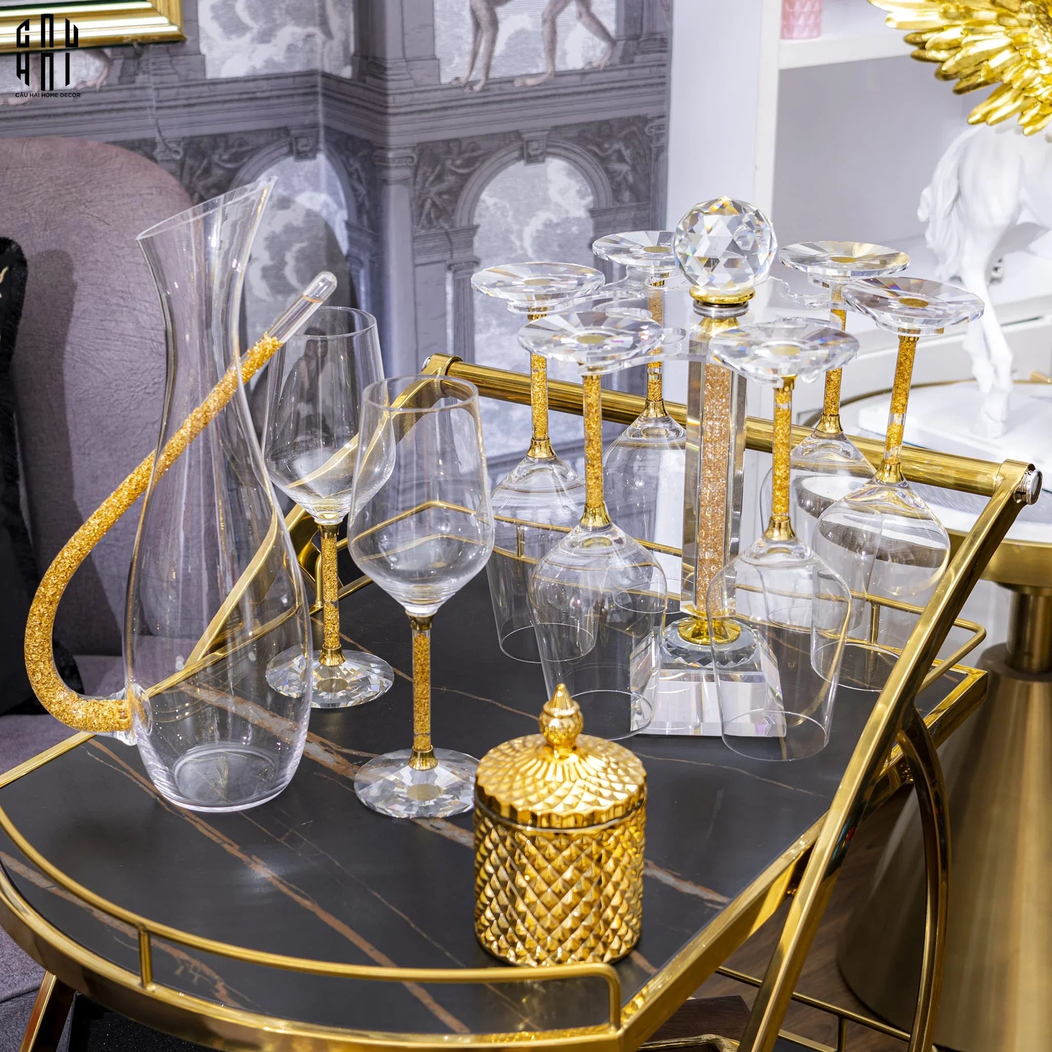 HOME COUTURE - SET BÌNH DECANTER RITZ - CARLTON LEATHER BOX 8 LY 430ML-CẬU HAI HOME DECOR