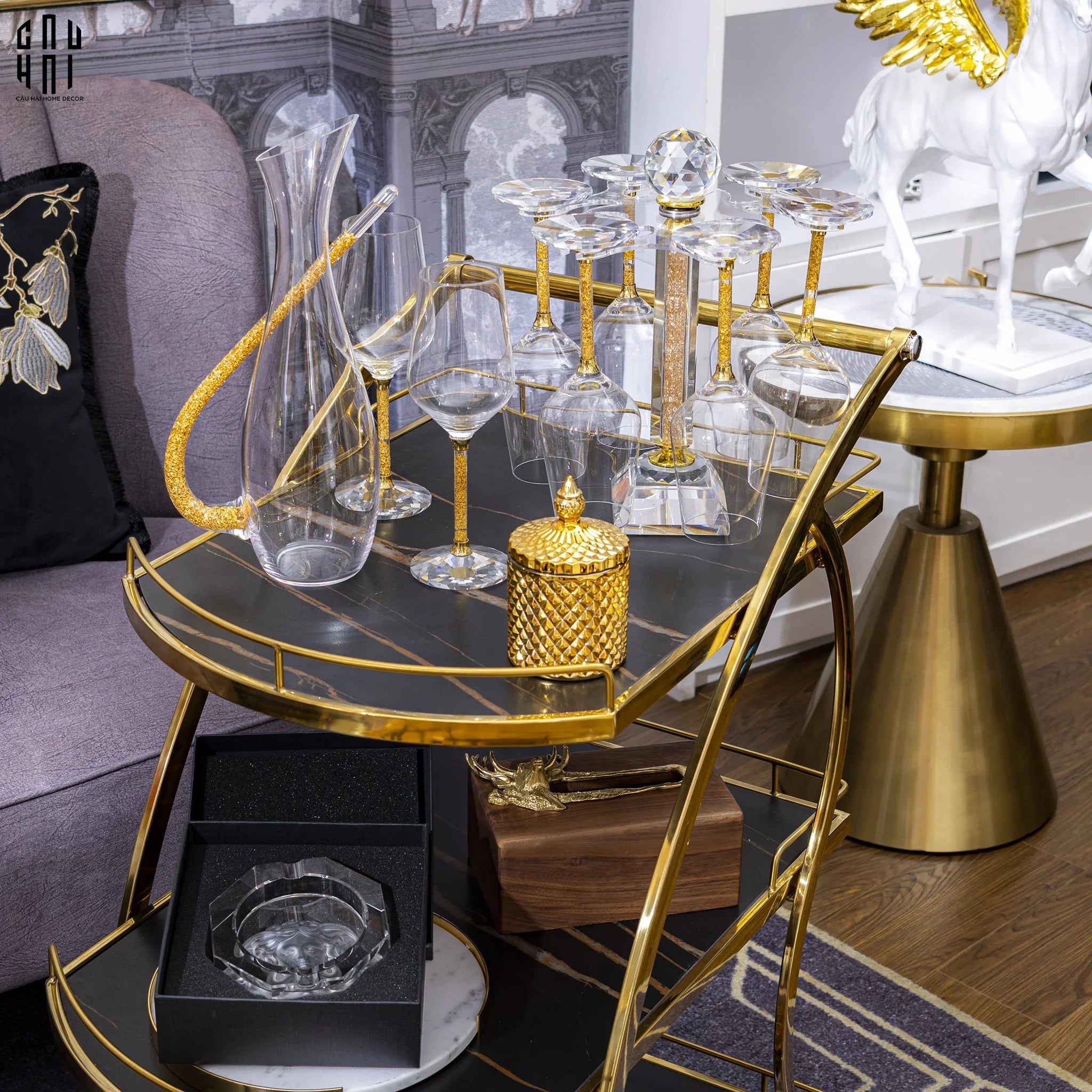 HOME COUTURE - SET BÌNH DECANTER RITZ - CARLTON LEATHER BOX 8 LY 430ML-CẬU HAI HOME DECOR