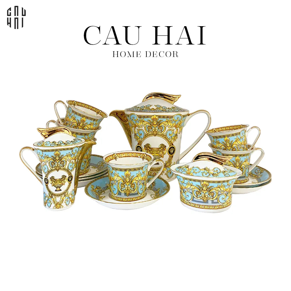 HOME COUTURE - SET BÌNH TRÀ BLUE BAROCCO FULL BOX SS25-CẬU HAI HOME DECOR