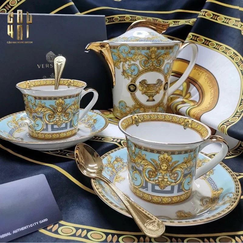 HOME COUTURE - SET BÌNH TRÀ BLUE BAROCCO FULL BOX SS25-CẬU HAI HOME DECOR