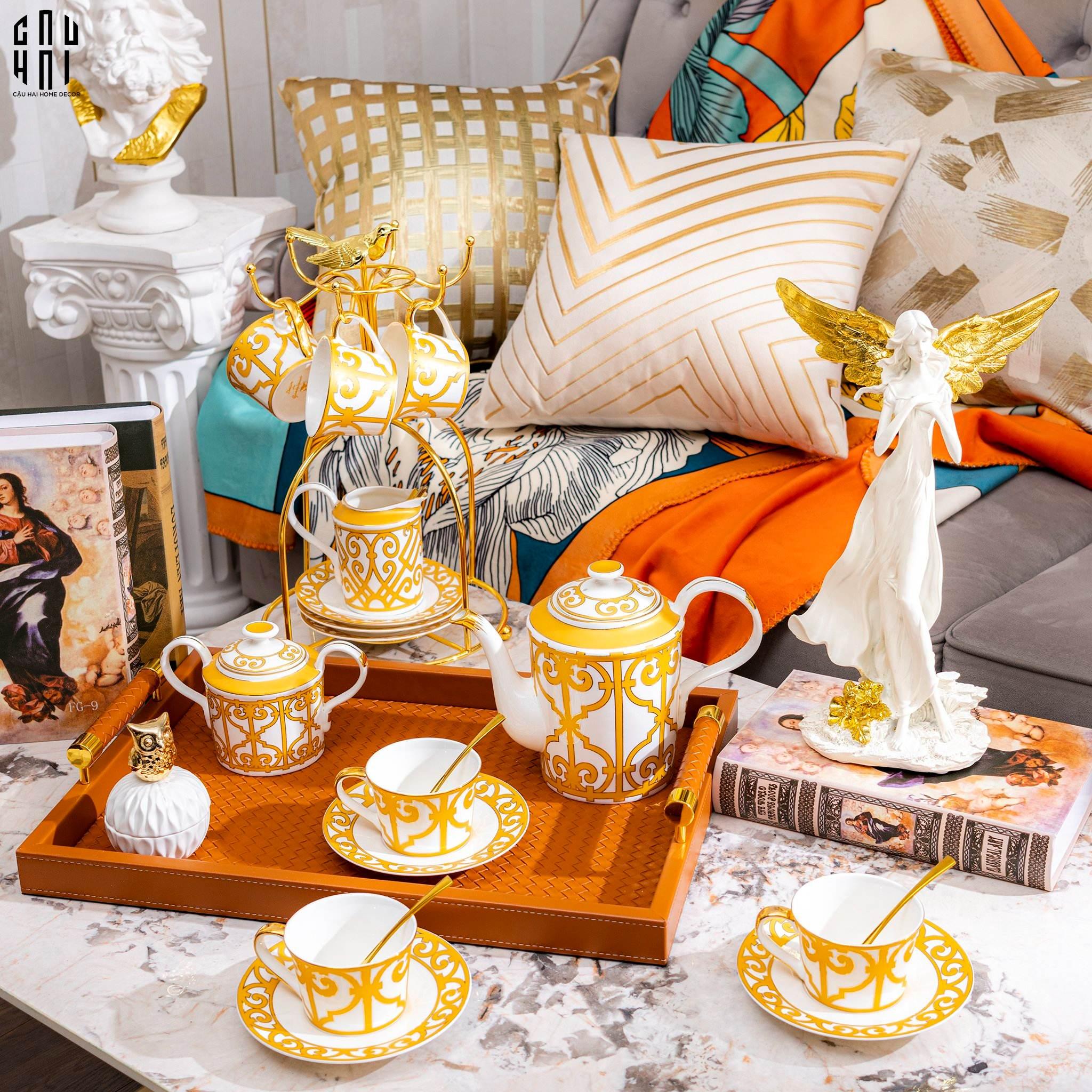 HOME COUTURE - SET BÌNH TRÀ ELITE LUXURY 21PCS - LEATHER BOX-CẬU HAI HOME DECOR