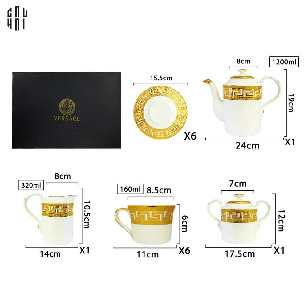 HOME COUTURE - SET BÌNH TRÀ GOLDEN GREEK KEY - FULL BOX SS25-CẬU HAI HOME DECOR